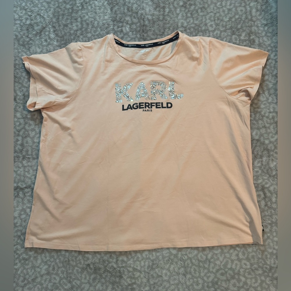 NWOT KARL LAGERFELD Short Sleeve Embellished Shirt 2X